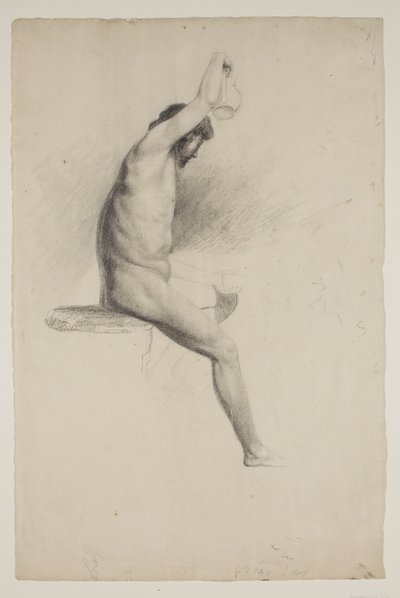Nude Seated Male Figure by Thomas Cole